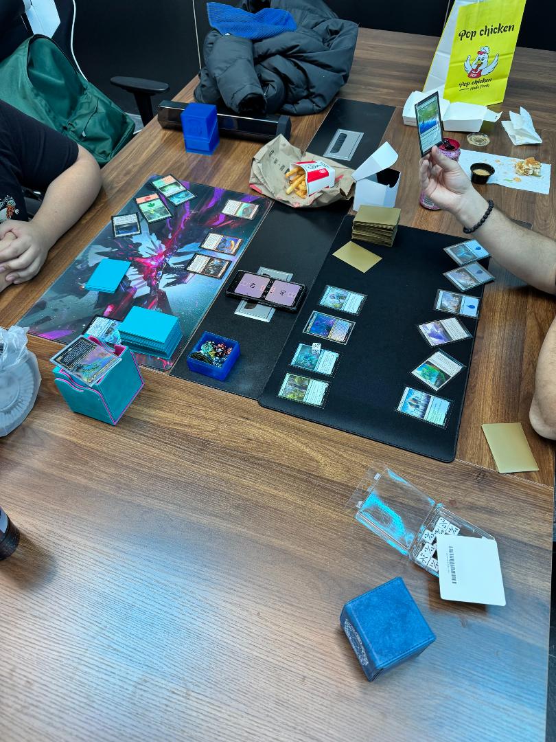 Tabletop card game in progress